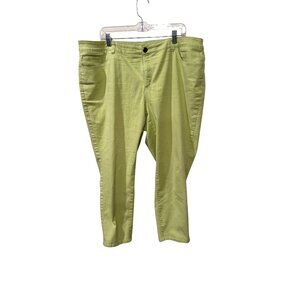 Signature Slimming Cj Banks Womens 20W Capri Pants Lime Green Stretch Cotton Ble